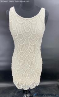 Pisarro Nights Women's Ivory Beaded Sleeveless Evening dress - Sz 4