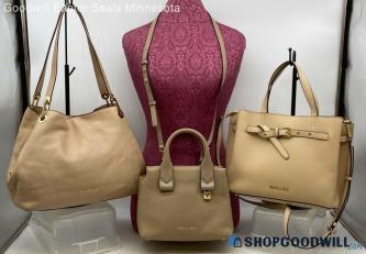 Lot of 3 Michael Kors Pink Beige Tote Satchels Women's Pebbled Leather