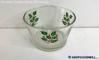 Indiana Glass Holly Berry Clear Glass Serving Bowl