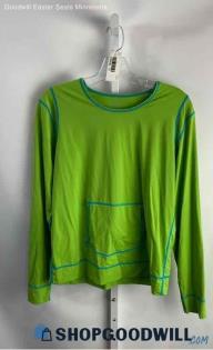 Athleta Women's Green/Blue Front Pocket Active Long Sleeve T-Shirt - Sz L