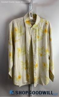 Tommy Bahama Men's Green/Yellow Striped Floral Patterned Button Up Shirt - Sz L