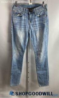 True Religion Women's Blue Light Washed Ankle Skinny Jeans - Sz 26