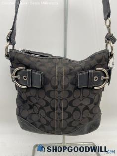 Coach Signature Black Crossbody Shoulder Bag Jacquard Canvas Handbag/Purse