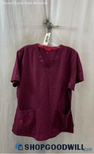 Carhartt Women's Magenta Cargo Pocket V Neck Medical Scrub Top - Sz L