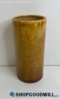 Vintage Haeger Tortoise Shell Style Pattern Cylinder 9" Tall Vase Decor