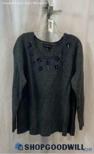 Lane Bryant Women's Gray Sequin Flower Sweater - Sz 18