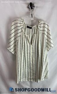 Lane Bryant Women's White/Black Floral Print Blouse - Sz 22/24