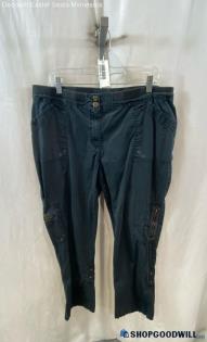 Chico's Women's Black Pull-On Straight Roll-Up Performance Pants - Sz 16