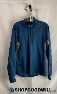 REI Men's Blue/Gray Textured Vented 1/2 Zip Lightweight Sweatshirt - Sz L