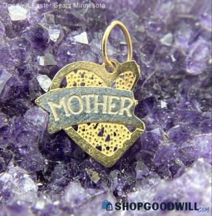 14K Two-Tone Mother Heart Pendant 0.16g