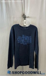 Columbia Men's Navy Waffle Knit Logo Graphic Long Sleeve T-Shirt - Sz XL