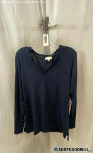 Lucky Brand Women's Blue V-Neck Viscose Long Sleeve Knit - Sz M