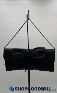 NWT Marilyn's Black Sateen Pleated Bow Chain Shoulder Bag Handbag/Purse