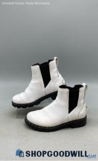 Sorel Women's Lennox White Leather Chelsea Boots Sz 6