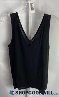 True Religion Women's Black Mesh Back Side Zip V Neck Tank Top - Sz XS