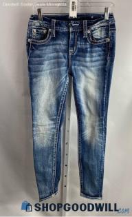 Miss Me Women's Weathered Blue Skinny Mid Rise Jeans - Sz 27