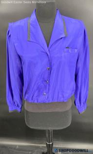 Laura & Jayne Petite Collection Women's Purple/Blue LS Polyester shirt - Sz 10