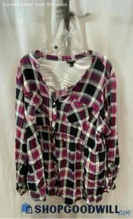 Torrid Women's Purple/Black Button-Up Shirt - Sz 4