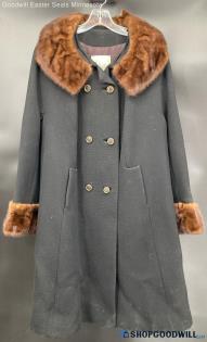 Dayton's Women's VTG Black coat with Mink collar - NEEDS MINOR REPAIR