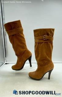 Michael Kors Women's Slouch Brown Suede Knee High Heeled Boots Sz 7