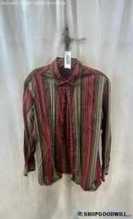 Tommy Bahama Men's Maroon/Brown Striped Long Sleeve Button Down - Sz L