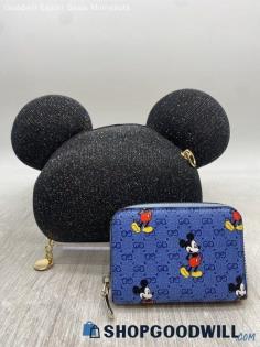 Disney Mickey Mouse Black/Blue Clutch/Wallet Womens Handbag/Purse