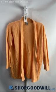 Chico's Women's Sunset Orange Loose Knit Open Cardigan - Sz M