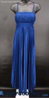 Deb Juniors Blue Pleated Straight Across Column Formal Gown SZ S