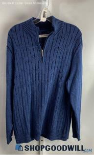 Tommy Bahama Men's Navy Knit 1/4 Zip Sweater - Sz L