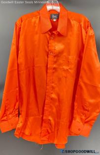 Rivar's Men's Bright Orange LS Dress shirt - Sz 15.5 - 34-35