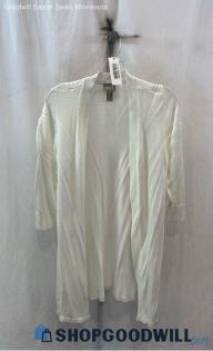 Chico's Women's White Sheer Long Cardigan - Sz M