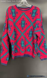 Gina Peters women's Red/Green/Blue pattern LS sweater - Sz M