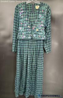 J.B.S. Ltd. Women's VTG Blue/Green Check (80's) Dress