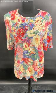 Susan G. Women's SS Summer Floral print shirt - Sz L