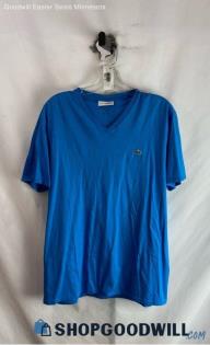 Lacoste Men's Cyan Blue V Neck T-Shirt - Sz XL