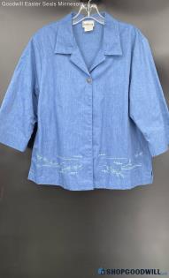 Bon Worth Women's Denim/Chambray SS shirt - Sz M Petitte