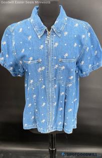 Denim & Company Women's LTW Denim SS shirt - Sz L