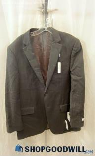 NWT Pronto Uomo Men's Black Pinstriped Double Button Wool Suit Jacket - Sz 44L