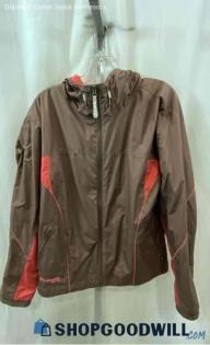 Columbia Women's Brown/Pink Full Zip Windbreaker - Sz XL