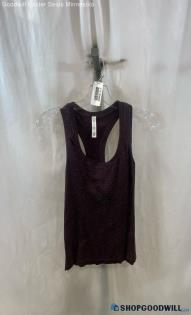 Athleta Women's Burgundy/Silver Shimmer Knit Racerback Tank Top - Sz L