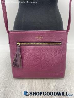 Kate Spade Magenta Tassel Crossbody Womens Pebbled Leather Handbag/Purse