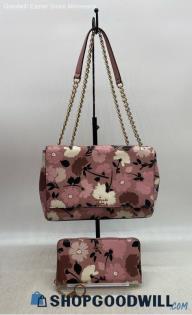 Lot of 2 Kate Spade Gala Floral Dark Light Pink Shoulder Bag Wallet Leather