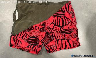 Dash to the Beach Men's Red & Brown Swim Trunks - Sz S