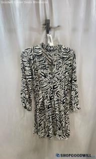 Zara Women's Black/White Animal Patterned Tunic Blouse - Sz M