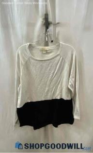 Michael Kors Women's White/Black Long Sleeve Shirt - Sz L