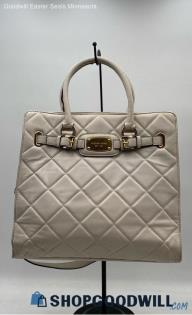 Michael Kors Hamilton Cream Quilted Leather Satchel/Top Handle Bag Handbag/Purse