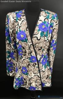 Damsen II Women's Polyester Blue & Tan Print blazer - Sz 10