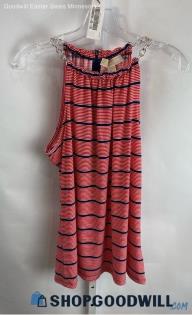 Michael Kors Women's Red/Navy Striped Chain Neckline Tank Top - Sz M