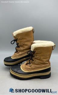 Sorel Men's Kaufman Caribou Tan Leather Snow Boots Sz 9