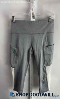 Athleta Women's Light Gray/White Pocketed Capri Leggings - Sz S